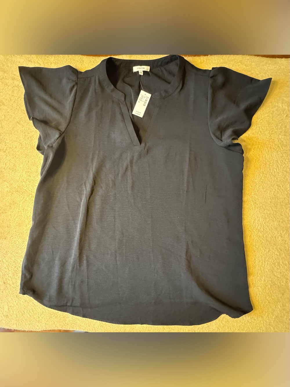 Maurices Black Flutter Sleeve V-Neck Blouse